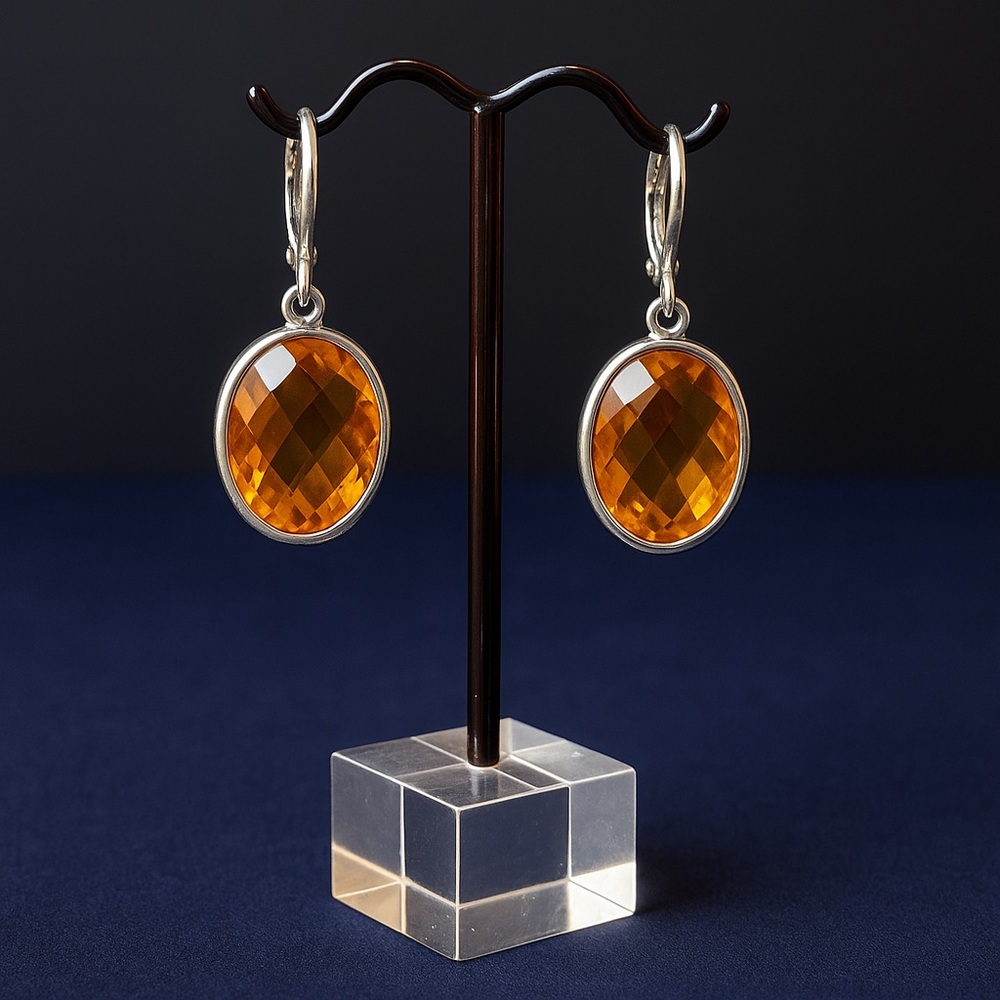 Faceted Amber Drop Earrings